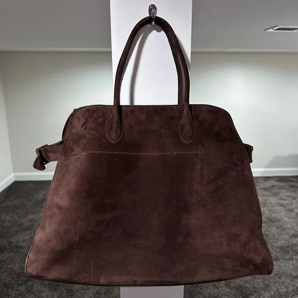 The Row Soft Margaux 17 Brown Suede Leather Top Handle Bag - Picture 16 of 16